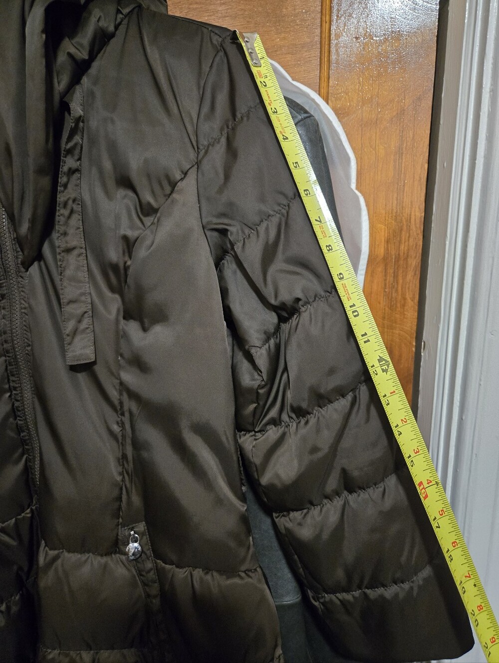 Ladies Chocolate Puffer Coat - Brown - Picture 12 of 12